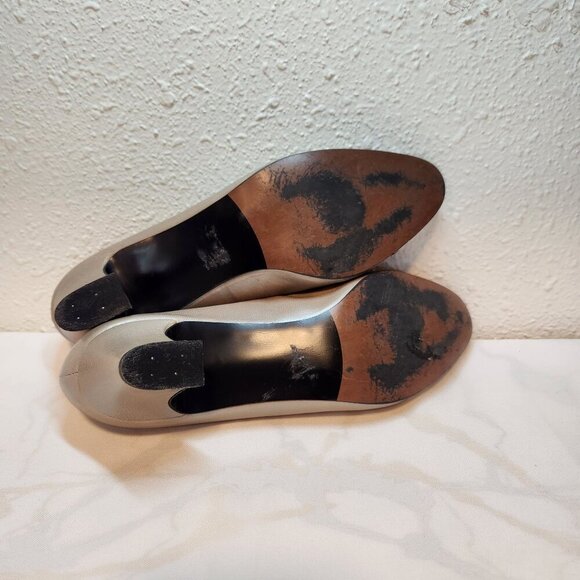 Vintage Selby Womens Size 6.5 Two Tone Leather Pumps Stitched Toe Cap Block Heel - Picture 8 of 9